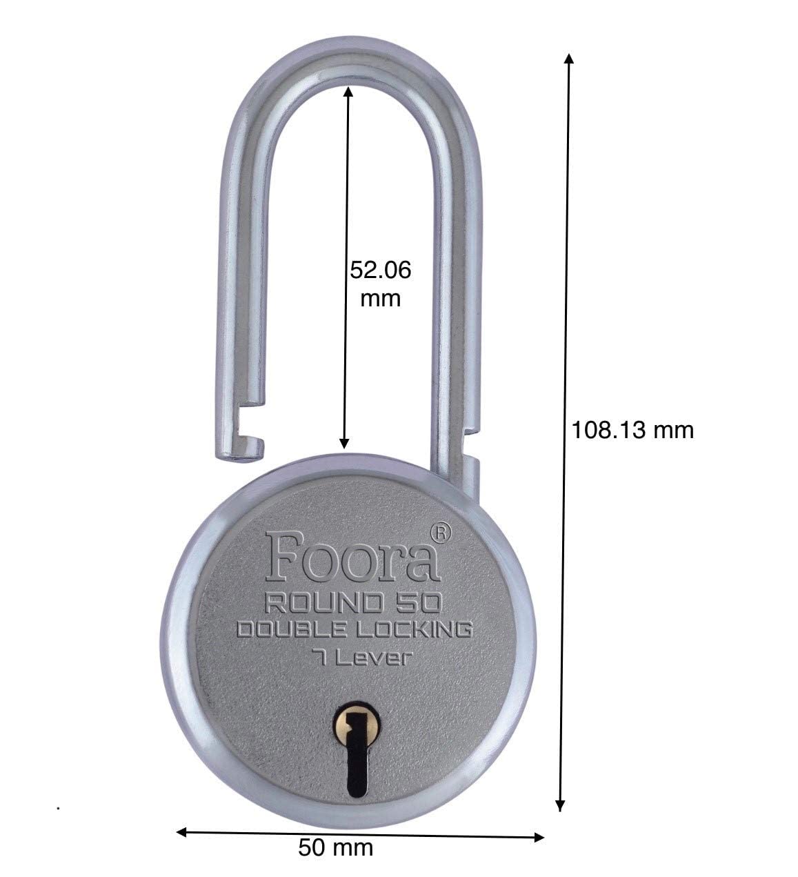 Foora Small Lock and Keys, Long Neck Shackle Door Lock for Home, Shop Same Key for Multiple Lock, 2 Padlock 5 Same Key Lock Set, Common Key Lock Set of 2 Silver Finish — Amazon image 3