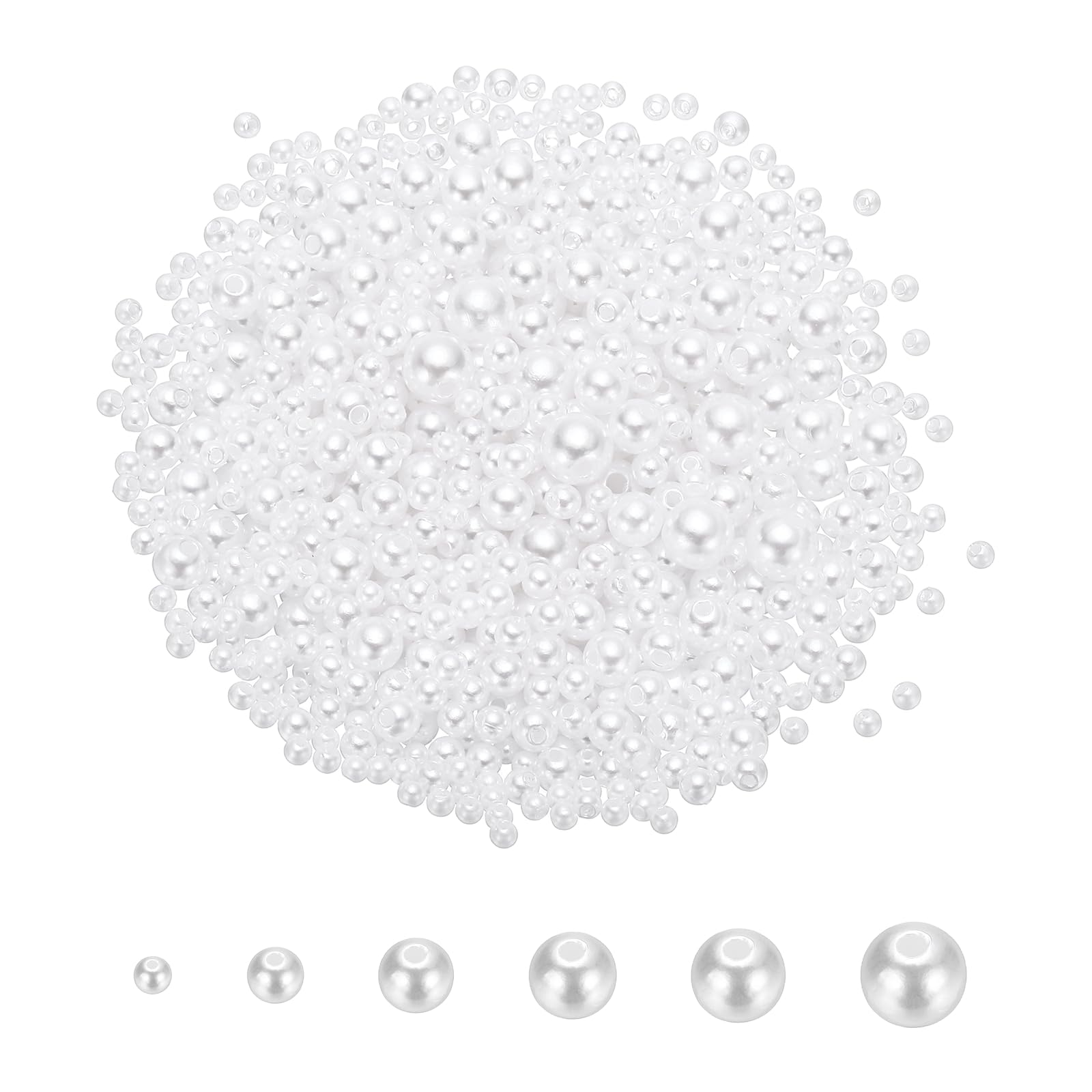 PATIKIL 3-8mm Colored Pearls, 450Pcs Pearl Beads for Jewelry Making Mixed Size Round ABS Craft Beads with Holes for Jewelry Making DIY Crafts Necklace Bracelet Earring Home, Pure White
