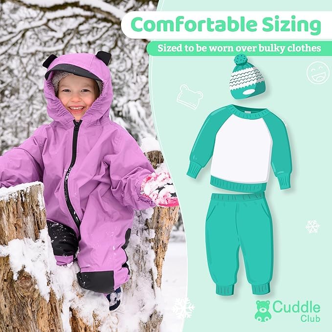 Image of Cuddle Club Kids Toddler Snow & Rain Suit - Muddy Buddy Waterproof Coverall One Piece Weather Resistant Baby Jacket