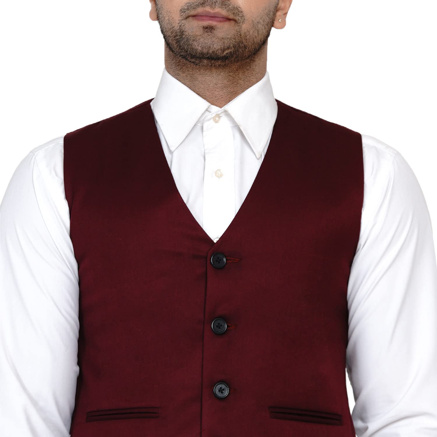 Veera Paridhaan Men's Solid Waistcoat (Maroon,Size-36) 4