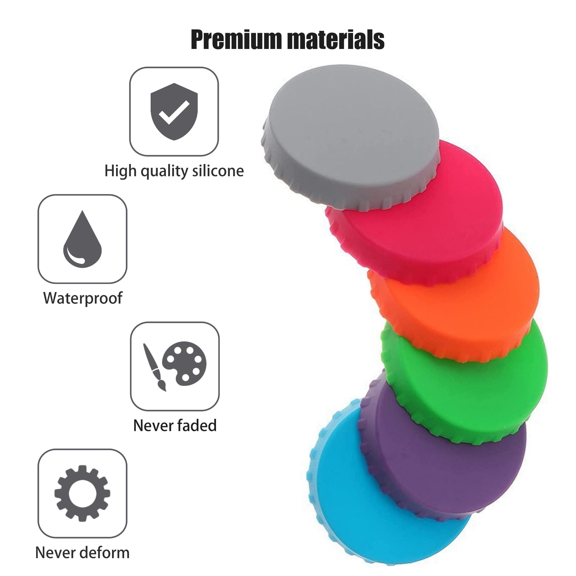 Silicone Soda Can Lids,Cover/Cap/Topper/Saver/Stopper for Beer/Juice/Seltzer/Cola/Energy Drinks/Beverage/Carbonated/Fizzy Pop,Reusable/Colorful/Washable/Portable/Elastic/Food Grade/Fit Standard(6pcs)