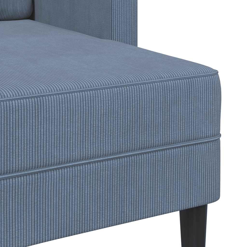 Genérico Sofá de 2 plazas con Chaise Longue Forma de L Azul 125 cm Lino,Mobiliario,Sofás,Azul,4107079