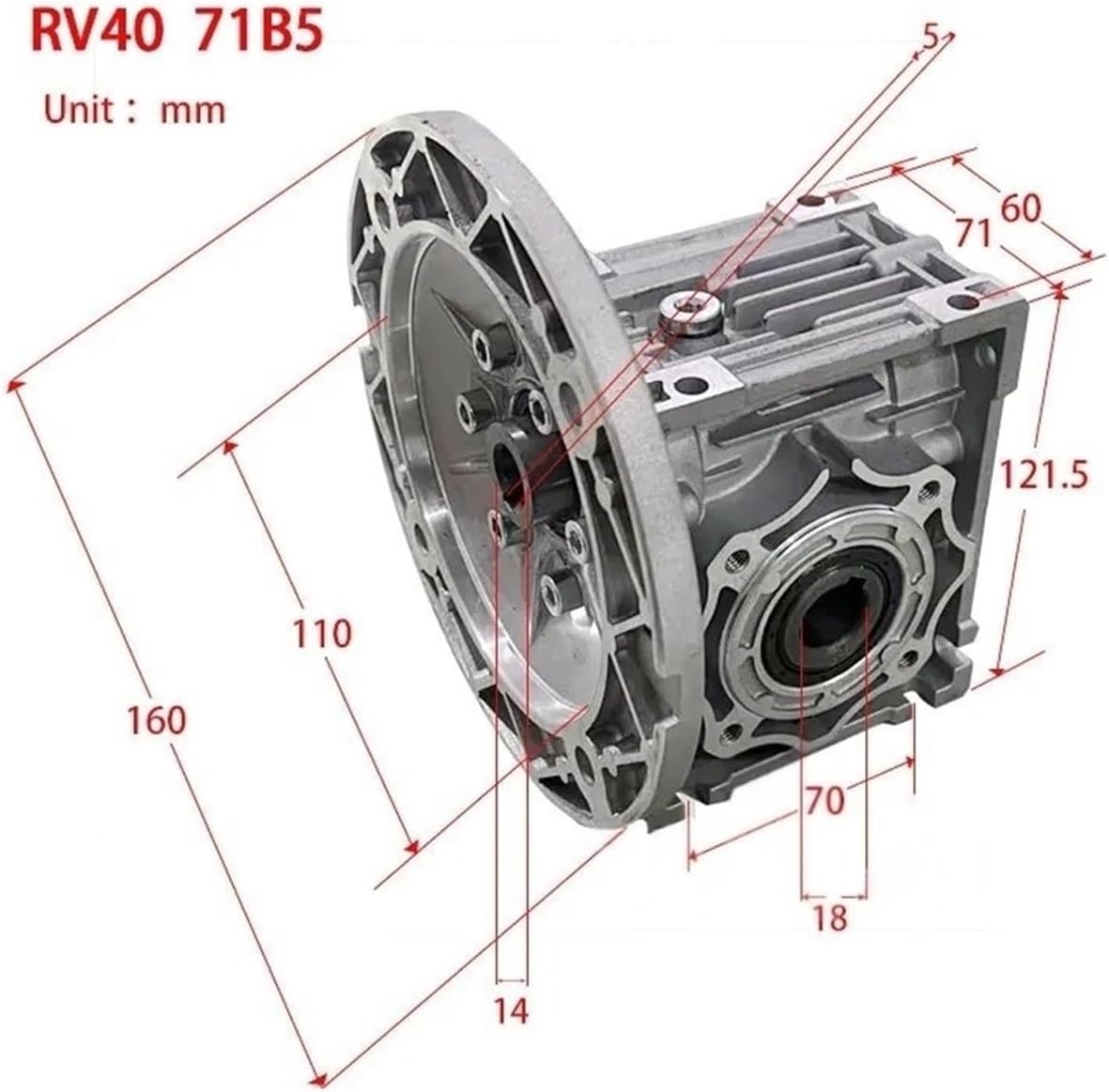 NMRV40 Gearbox RV40 Worm Gear Reducer(RV40-71B5,Ratio 20 to 1)