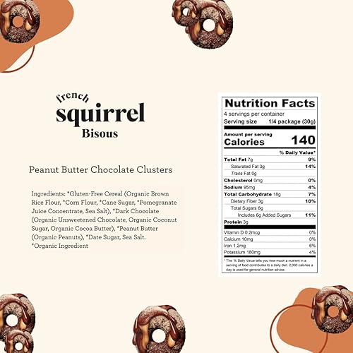 Miniatura 2 de Bisous - Grupos de cereales recubiertos de mantequilla de maní y chocolate (paquete de 3)