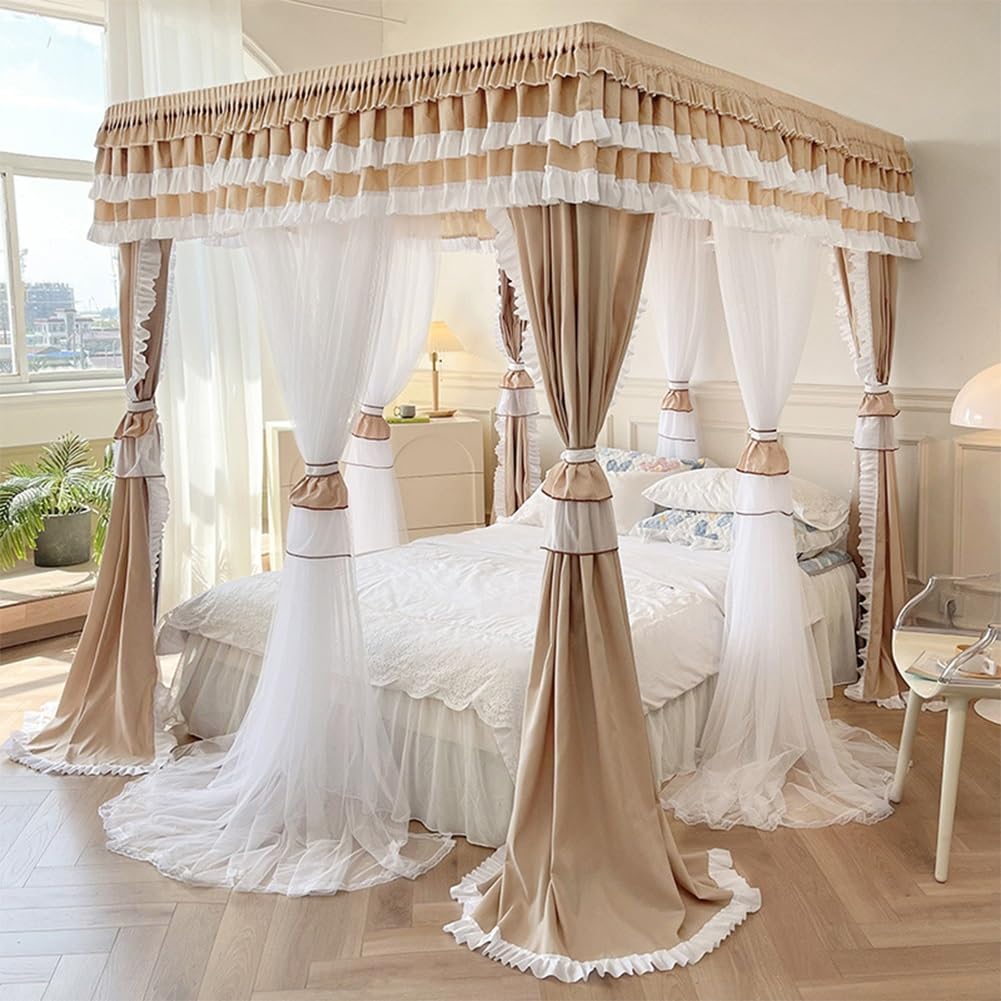 Cortina de princesa para niñas con toldo de cama de doble capa