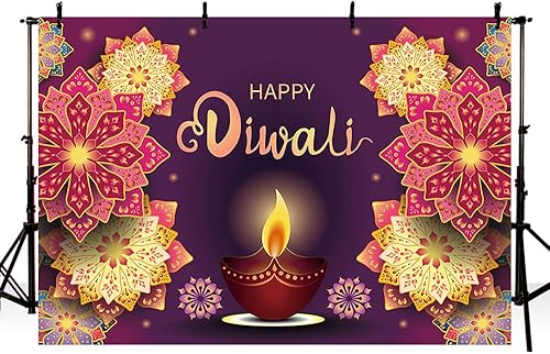 Miniatura 2 de MEHOFOND Telón de fondo de Diwali feliz de 7 x 5 pies, festival indio, luz ardiente, festival de Diwali, fotografía de fondo, accesorios para cabina