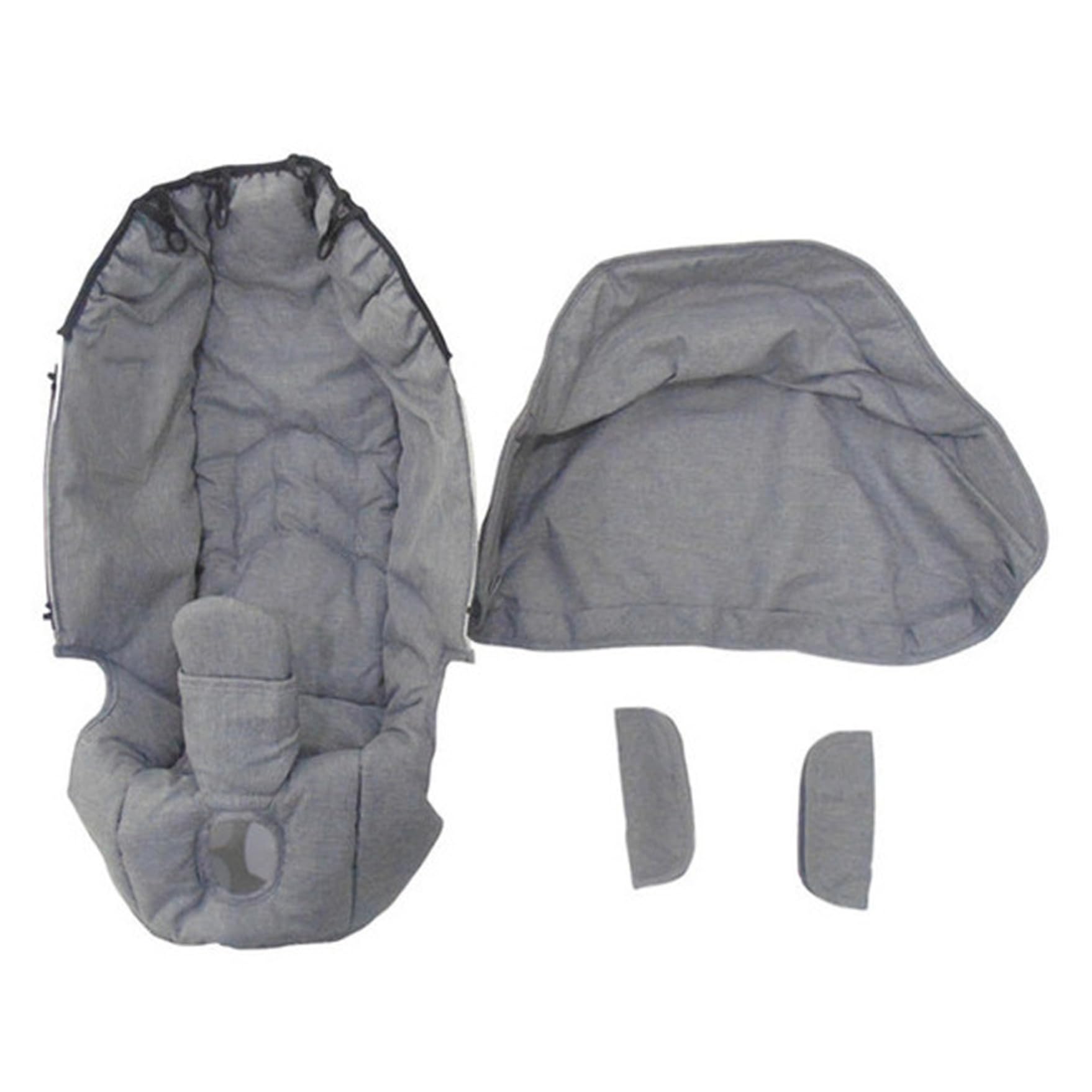 Set di rivestimento per sedile e cappottina per passeggino, rete anti-insetti, copertura antipioggia – Borsa portaoggetti, copriruote, maggiore comfort, protezione, accessori per passeggino (grigio)