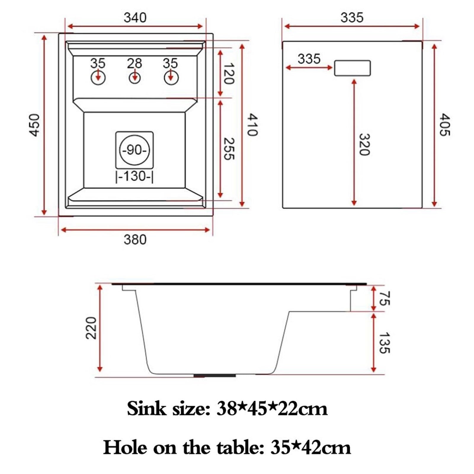 Fregadero Oculto Con Cubierta, Grifo Extraíble Elevable Y Enjuagador De Vasos – Cubeta Simple De Acero Inoxidable Para Autocaravanas, Cafeterías Y Barras De Bar(Black steel)