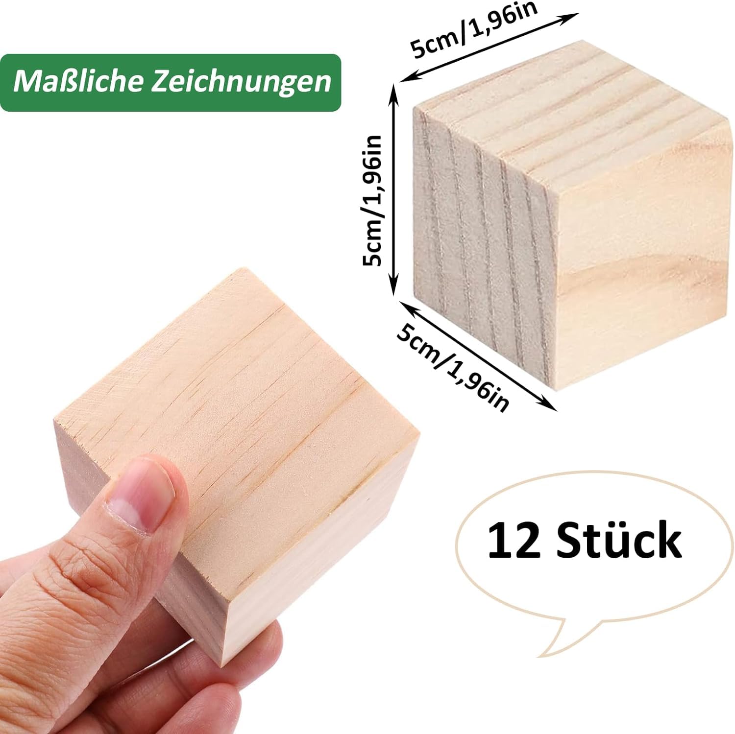 GUOYOU 50 Pièces Dés Vierges En Bois 20 Mm - Cubes à Six Faces Avec Sacs à Cordon En Velours - Pour Jeux, L'étiquette DIY Ou Décoration