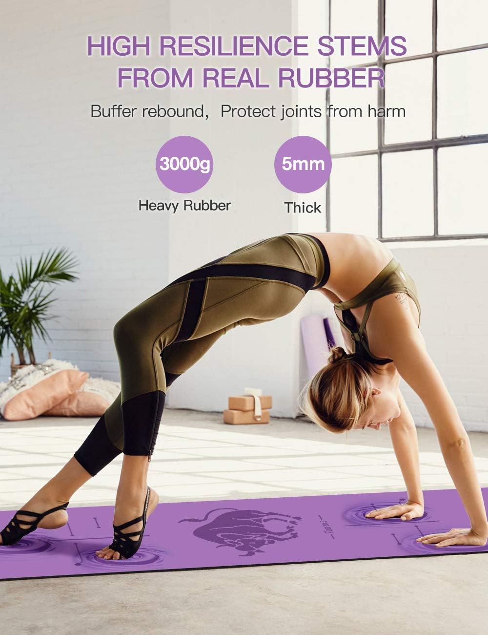 Gruper Thick Yoga Mat Non Slip, Large Size 72"L x 32"W, Premium Exercise & Fitness Mat with Carrying Strap and Bag,Workout Mats for Home