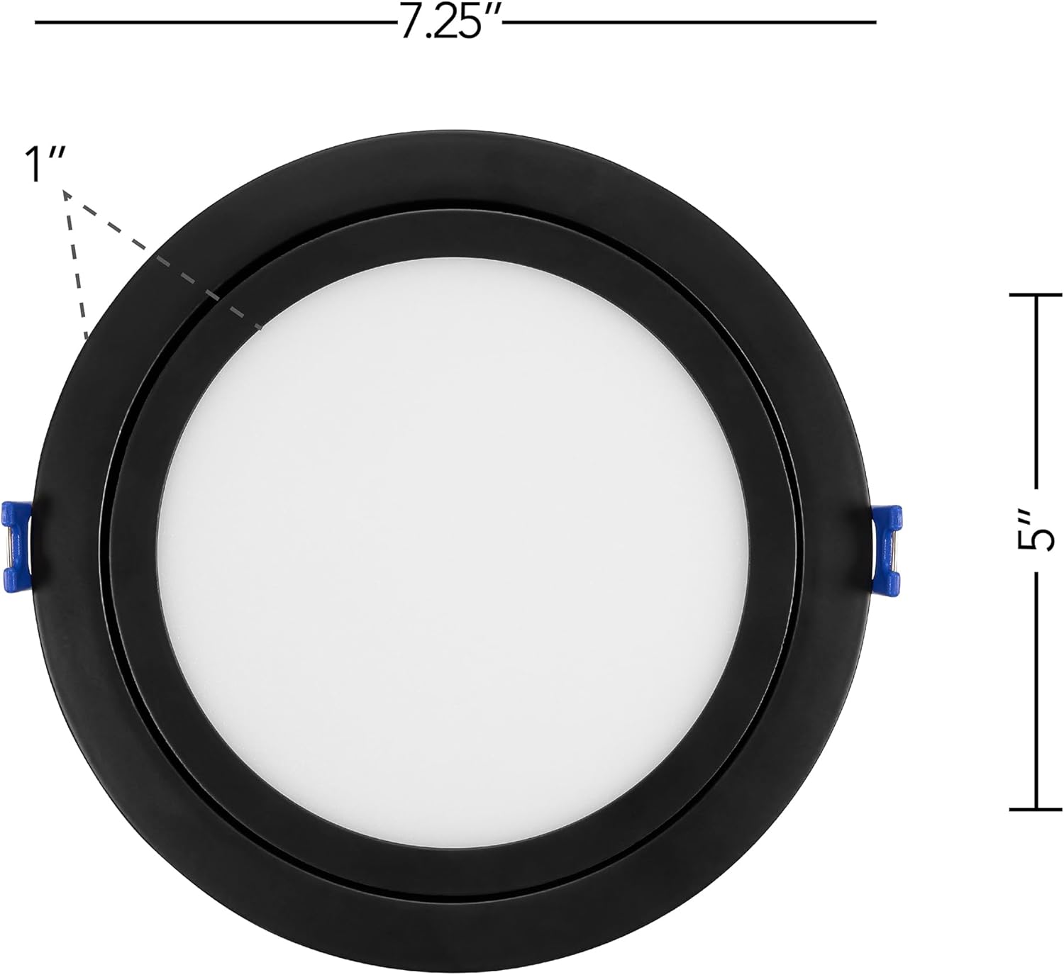 Maxxima 6 in. 5 CCT Ultra-Thin Recessed LED Gimbal Downlight 1000 Lumens, Color Selectable 2700K-5000K (2700K/3000K/3500K/4000K/5000K), Dimmable, Canless, Slim IC Rated, Black Trim, J-Box Included