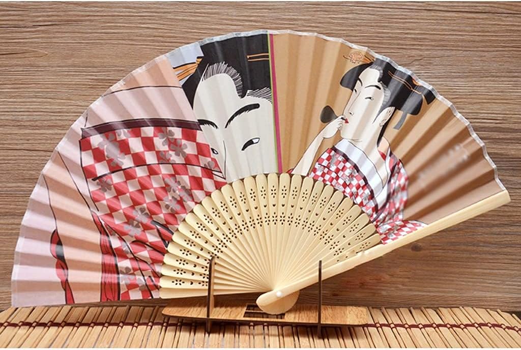 Japanese Style Folding Fan, Japanese Style Bamboo Folding Fan Decoration, Silk Cloth Folding Fan, Restaurant and Hotel Supplies Decoration Home Ceremonial Decorative Folding Fan