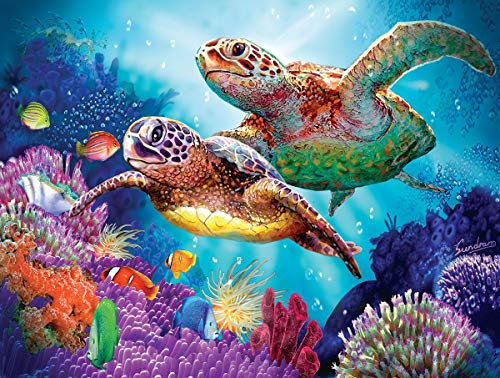 Zariocy 5D Diamond Painting Tortue, DIY Peinture Diamant Kit Animal Rond Complet Diamant Broderie Image Artisanat Kit Toile Tissu Maison Chambre Salon Décoration Murale 30x40 cm Cover