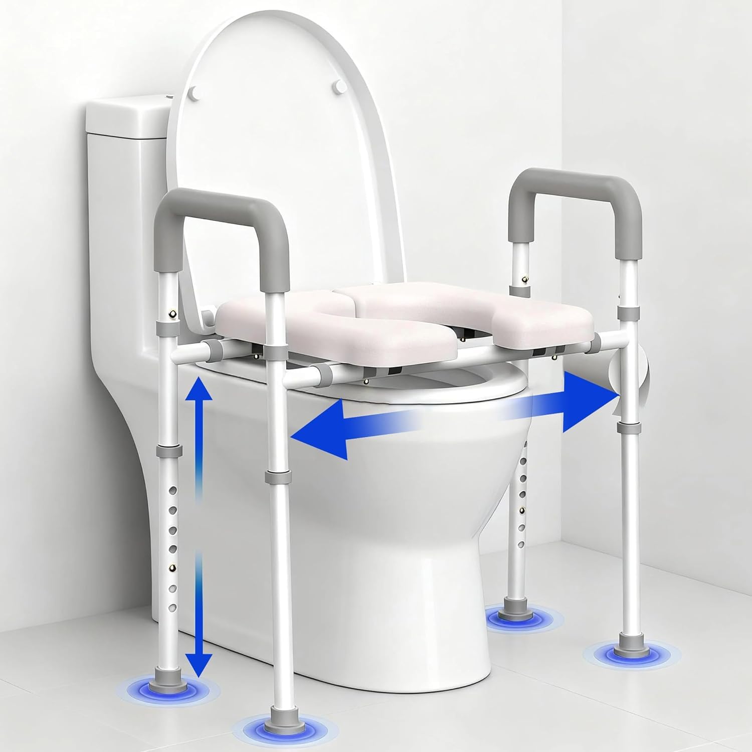 Photo 1 of Raised Toilet Seat with Handles - Toilet Seat Riser for Seniors with Adjustable Width & Height, 400lbs Elevated Toilet Seat Riser for Handicap, Disabled and Pregnant, Fit Any Toilet