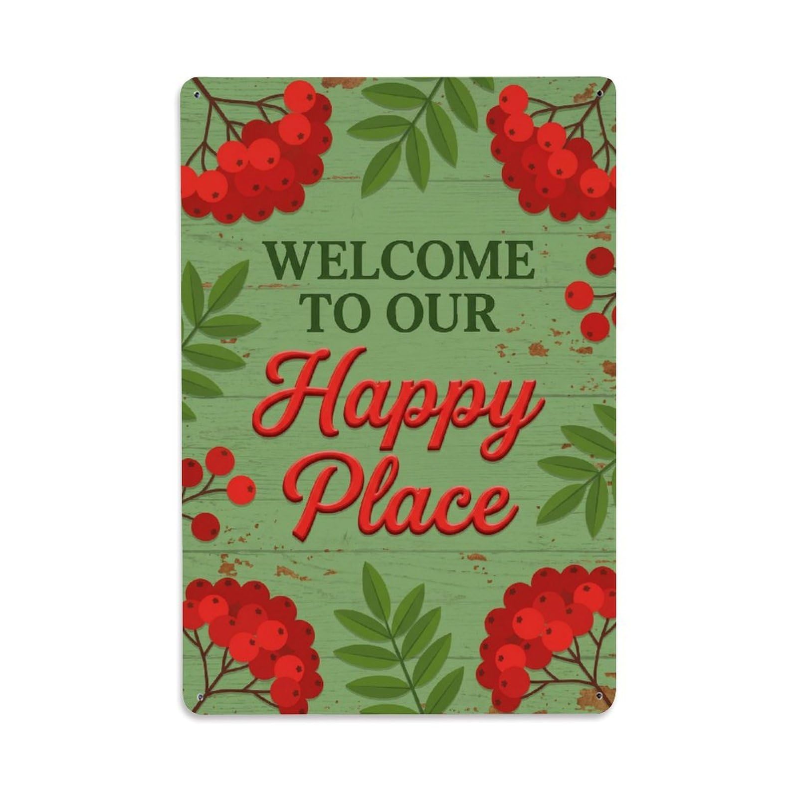 Okngb Style Saskatoon Berry Welcome Happy Place Farmhouse Garden Metal Tin Sign Plaque Wall Decor For Cafe, Man Cave, Club Bar, Office, Home Garden Round Metal Poster 8X12inch