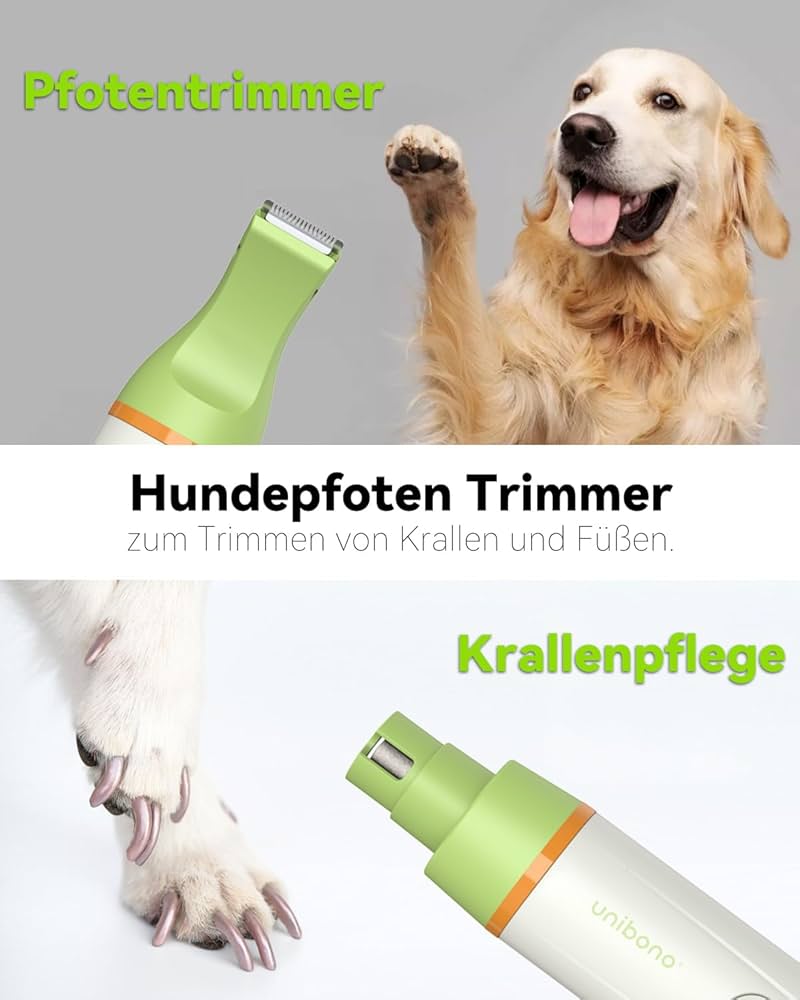 Unibono Dog Grooming Clipper Kit, Rechargeable Pet Clipper For Dogs Cats Strong But Quiet For Paws Eyes Ears Face With Grooming Scissors Comb Yellow