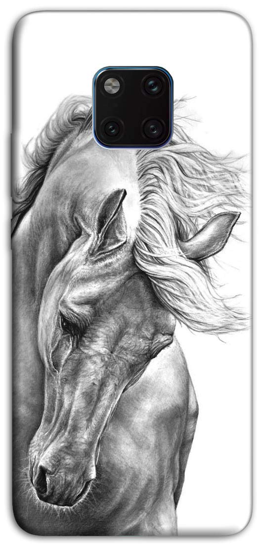 Mixroom Cover In TPU Silicone Morbido Per Huawei P Smart M597, Con Stampa Ad Alta Risoluzione, Cavallo Bianco E Nero. Protezione Anti Graffio E Urti, Facile Da Applicare.