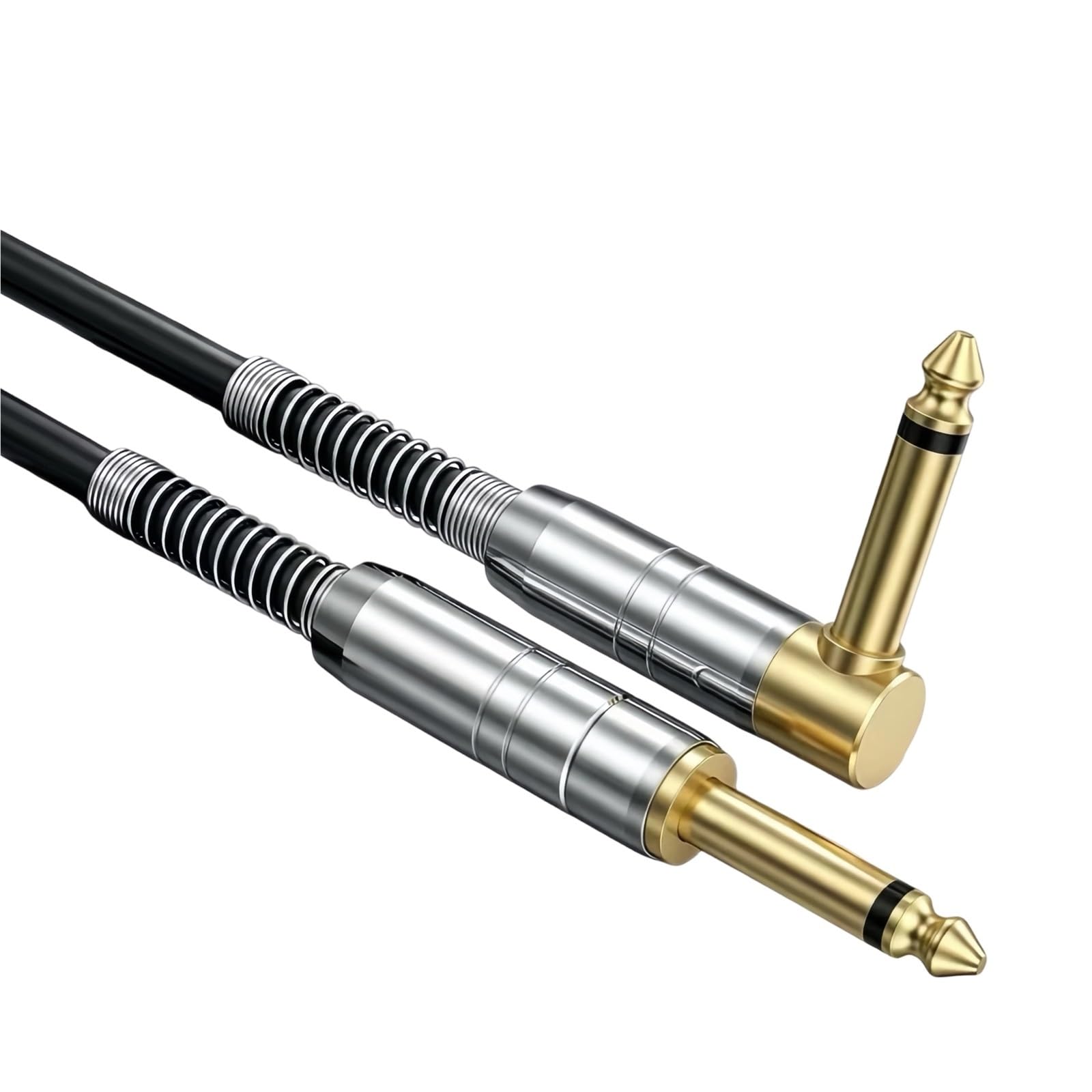 Kabel Do Gitary Gitara Pozłacany Kabel Mono 6,35 Mm Prosty Kątowy