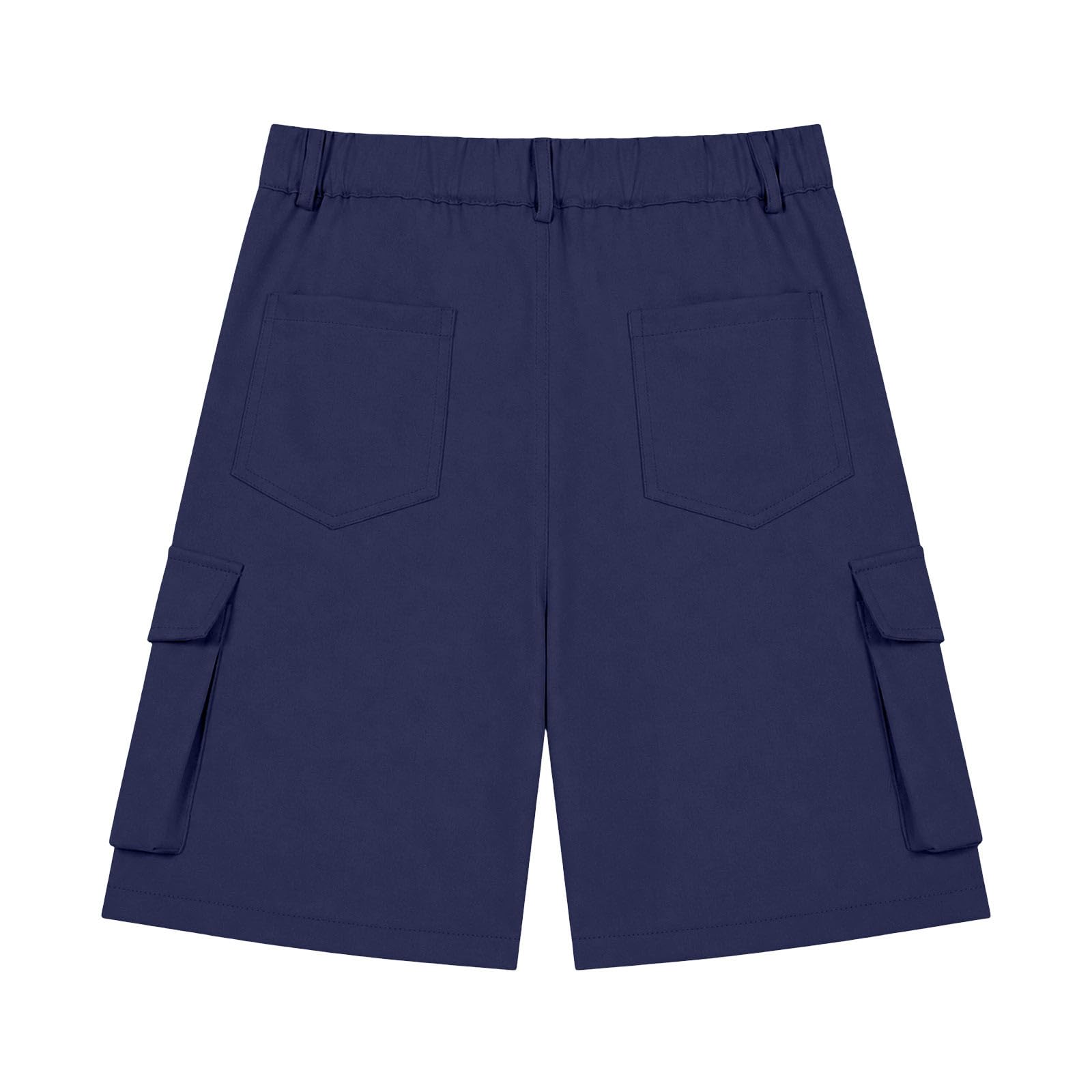 Generisch Kurze Hose Mädchen Sommer Bermuda Cargo Shorts Hohe Taille Cargoshorts mit Elastischem Bund und Taschen Wandershorts Einfarbige Knöpfen Stoffshorts Stretch Casual Cargohose Outdoor Golfhose