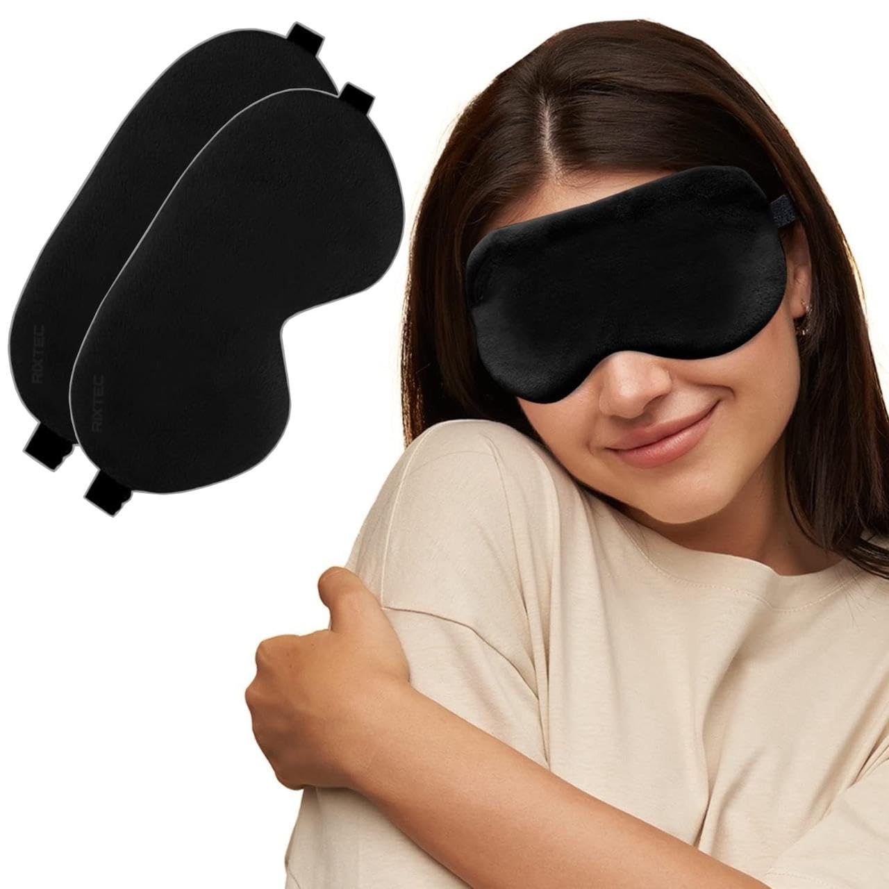 Pack 2 Eye Mask for Sleeping with Adjustable Strap Super Soft Sleeping Mask Blind Fold for Comfortable Sleep Travelling Sleep Mask Pad for men and women
