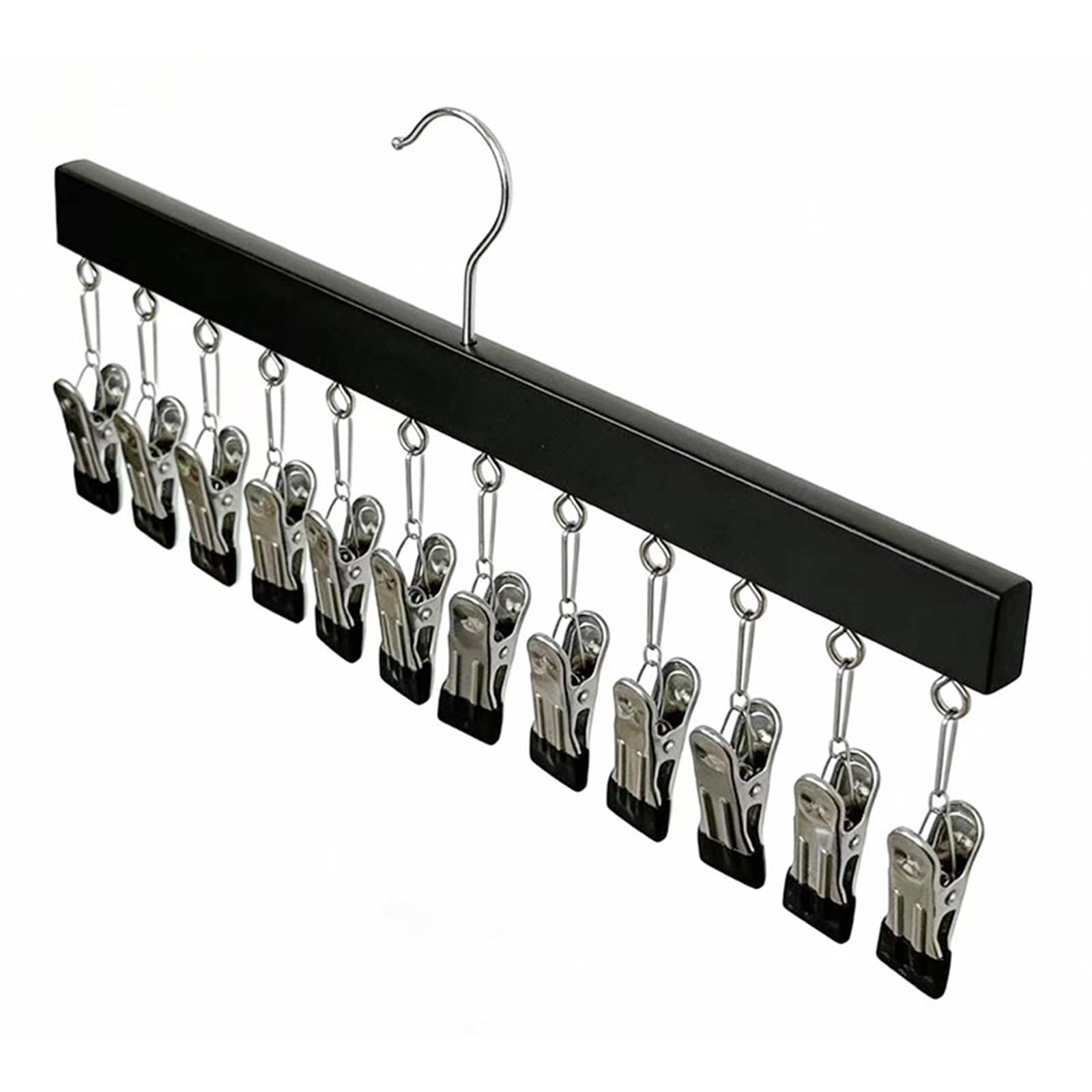 EcoGleam Wooden Closet Organizer with 12 Clips (D)