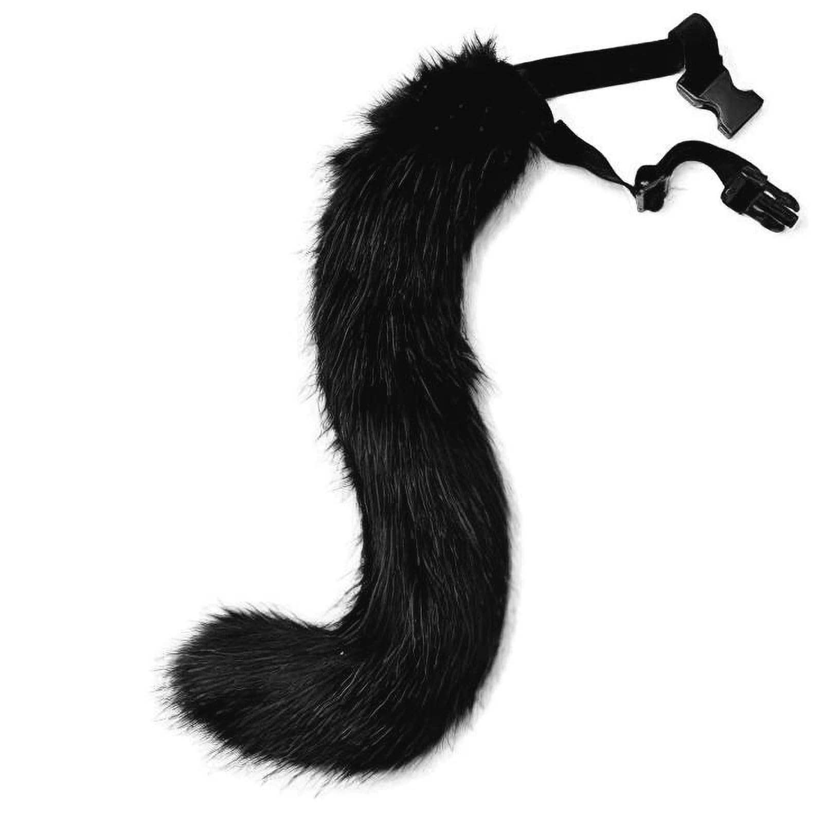 Faux Fur Wolf Tail Fluffy Cat Paw Gloves Cosplay Costume Furry Therian Mask Set Animal Dress Up Fancy Dress Halloween Party Costume Masquerade Mask Tail Kit Paw Claw Mittens Dress Up Accessories - Image 3