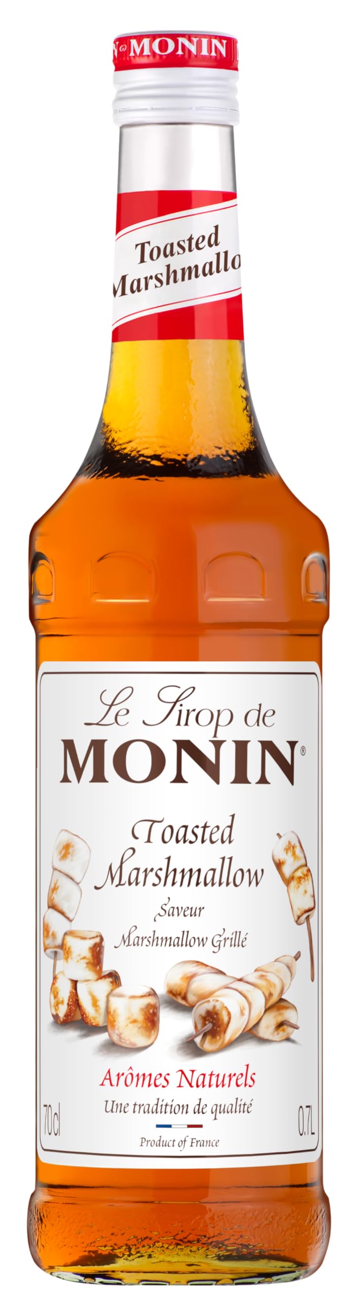 Monin Sirup Toasted Marshmallow (1 x 0,7l) – Süßes Röstmarshmallow - Aroma für Kaffee, Kakao, Cocktails und Desserts - Aromatisierter Monin Sirup vegan und vielseitig einsetzbar