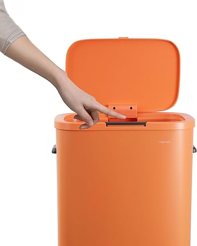 happimess HPM1017K Tammi Kitchen - Bote de basura de metal delgado de 14.5 galones para el hogar, cocina, lavandería, oficina, dormitorio, baño,