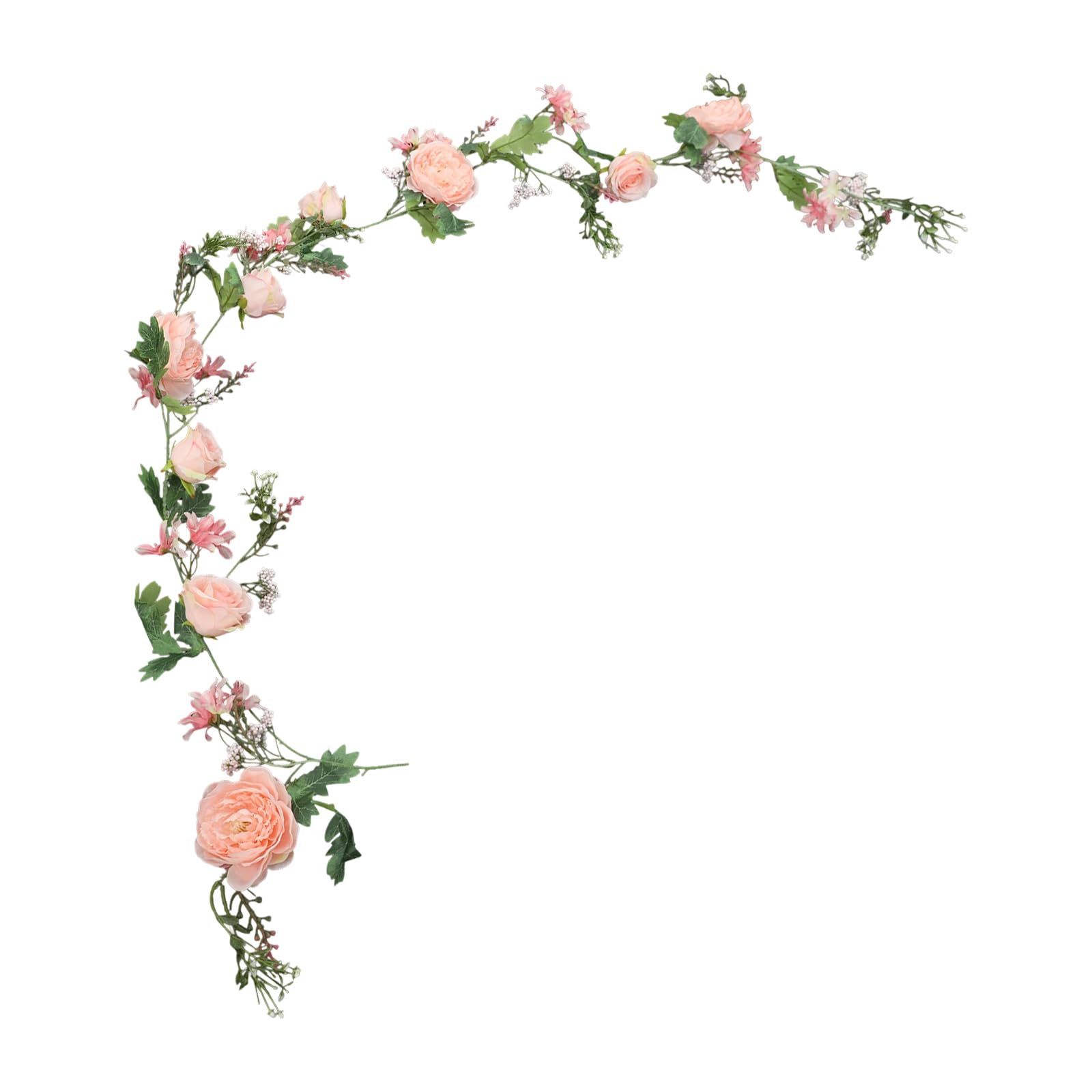 Künstliche Blumengirlande 6 STK 1,8m Rosa, Seidentuch Realistische Rosengirlande mit Grünblättern, Flexible Rosenkette für Hochzeit Bogen Garten Wand Party Tisch Deko, Innen & Außenverwendung