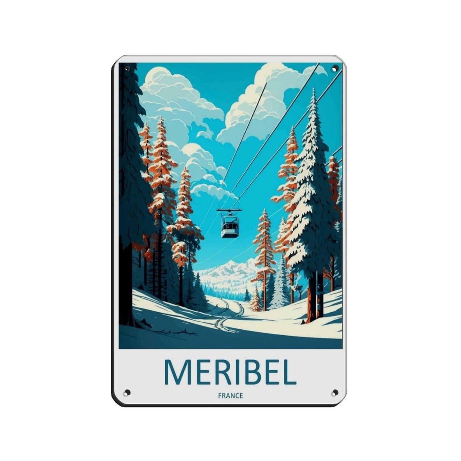 Megeve Travel Art Ski Art Lover Gift (89) Tin Sign Vintage Metal Pub Club Cafe Bar Home Wall Art Decoration Poster Retro 8x12inch(20x30cm)