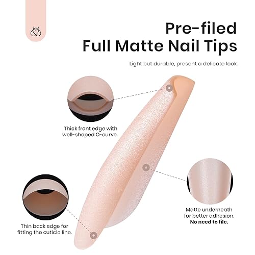 Miniatura 3 de Beetles - Kit de uñas de gel de fácil extensión, color rosa nude, degradado, ataúd medio, cobertura completa, 240 puntas de uñas acrílicas postizas