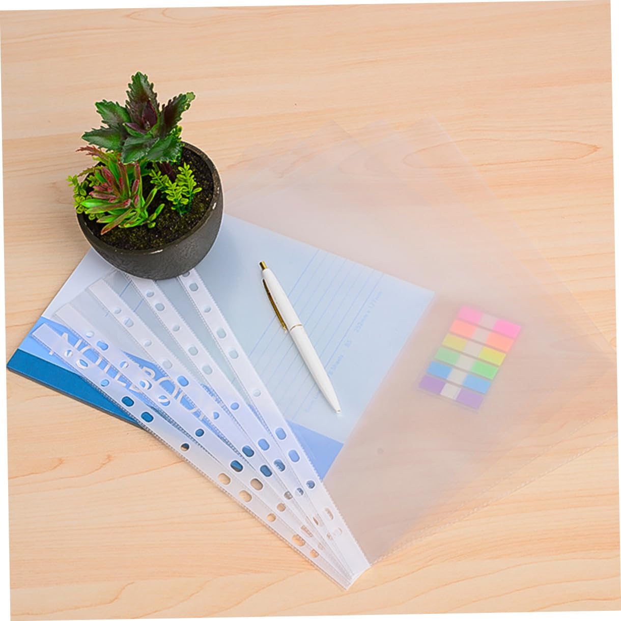 Pochettes Perforées Transparentes A4 en Pp, 11 Trous, Lot de 100, Chemise Rangement Document pour Classeur, Dossiers et Bureau