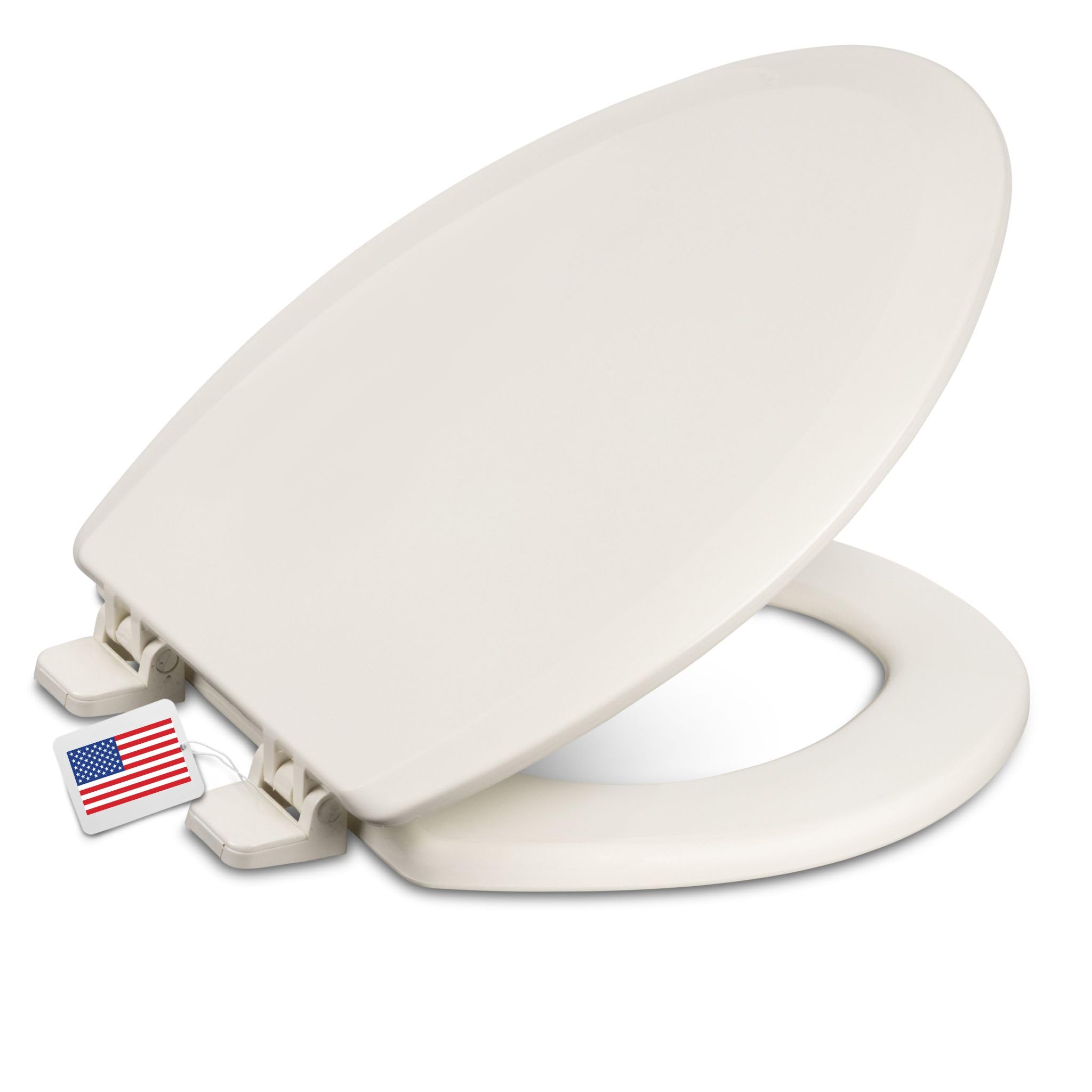 Centoco Elongated Wooden Toilet Seat, Residential, Closed Front with Cover, Made in the USA, DSAMAZ9-416, Biscuit