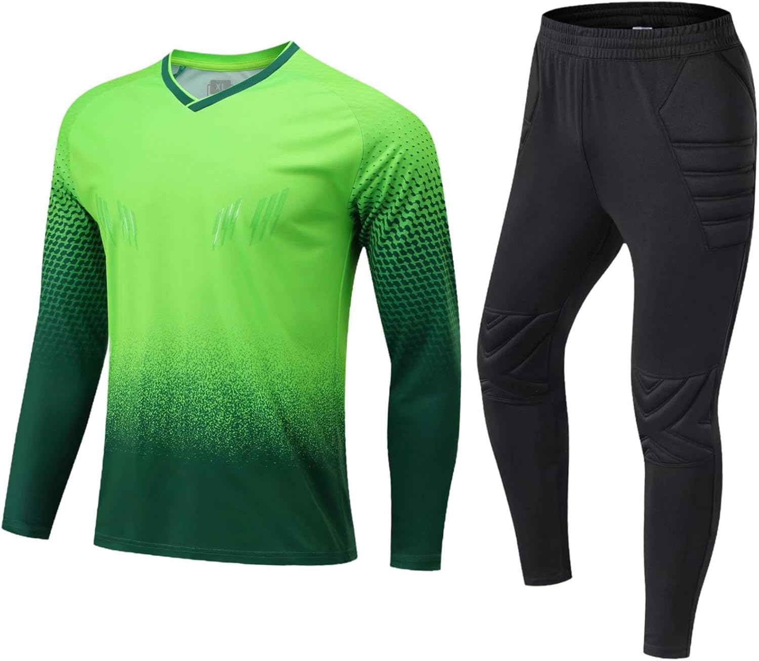 Goalkeeper Shirt and Pants Set, Football Keeper Uniform Kit Professional Sturdy Breathable Padded Activewear- XX-Large