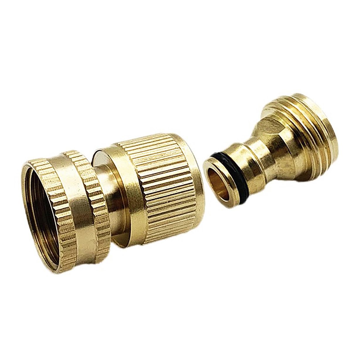 Brass Hose Nozzle Connect Kit - Universal 3/4" Hose Connector to Tap, Outside Tap Connector for Hose Pipe, Quick Connection for Enhanced Watering Experience