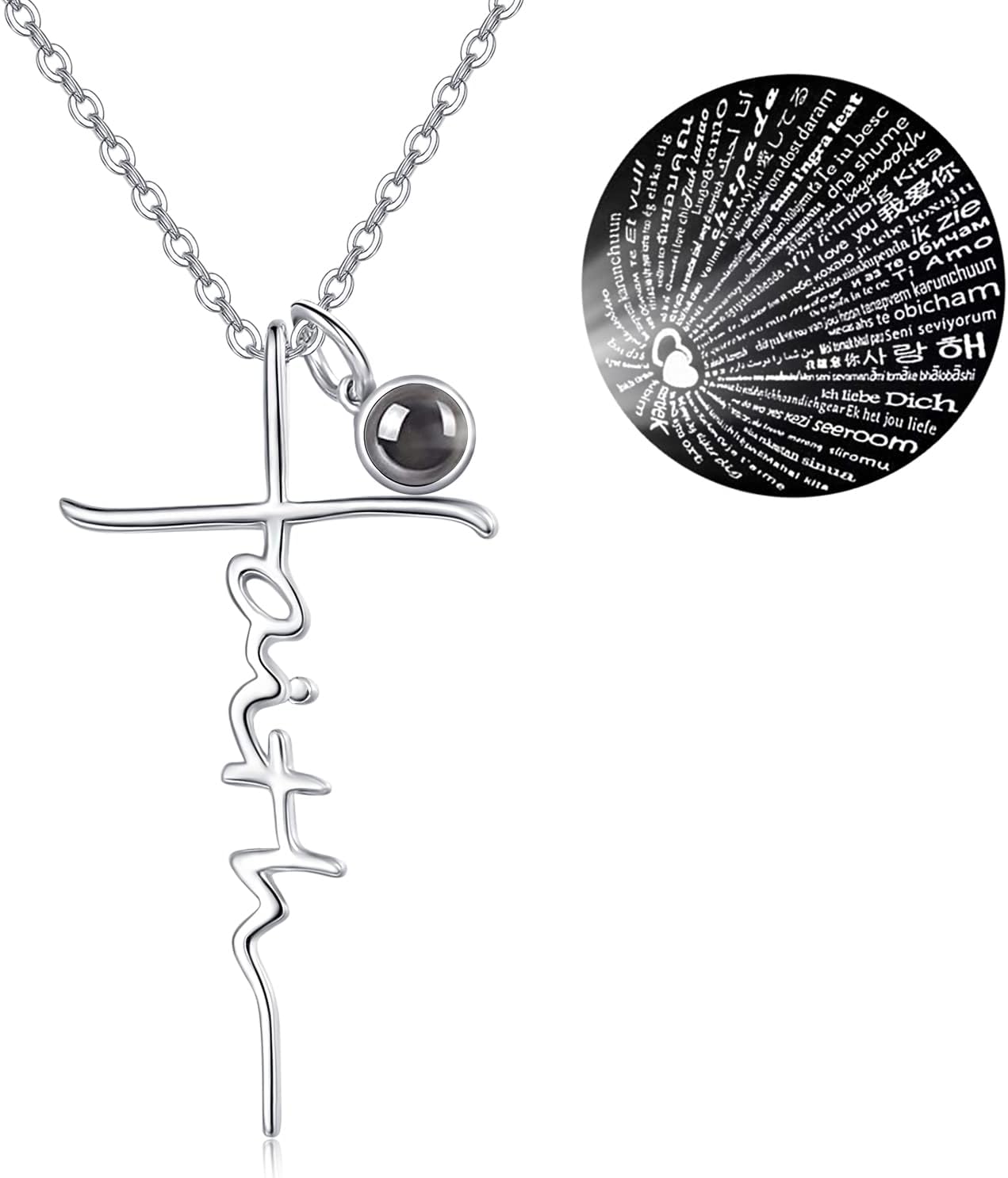 PRAYMOS Faith Cross Necklace for Women 925 Sterling Silver Pendant Necklace With Birthstone Initial Christian Religious Confirmation Baptism Christmas Gifts