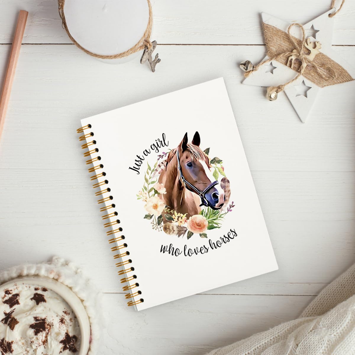 hold fizz Just a Girl Who Loves Horses – Regalos de caballos para niñas, regalos de caballos, diario de caballos para niñas, regalos para amantes de los caballos, cuaderno de espiral de tapa dura de