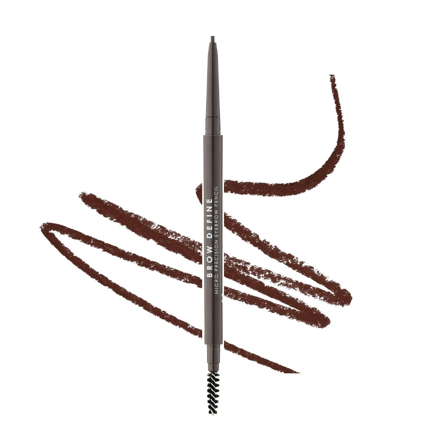 MUA Makeup Academy Brow Define, Dark Brown Micro Eyebrow Pencil with Spoolie Brush, For Dark Hair (Pack of 1) - Vegan & Cruelty Free