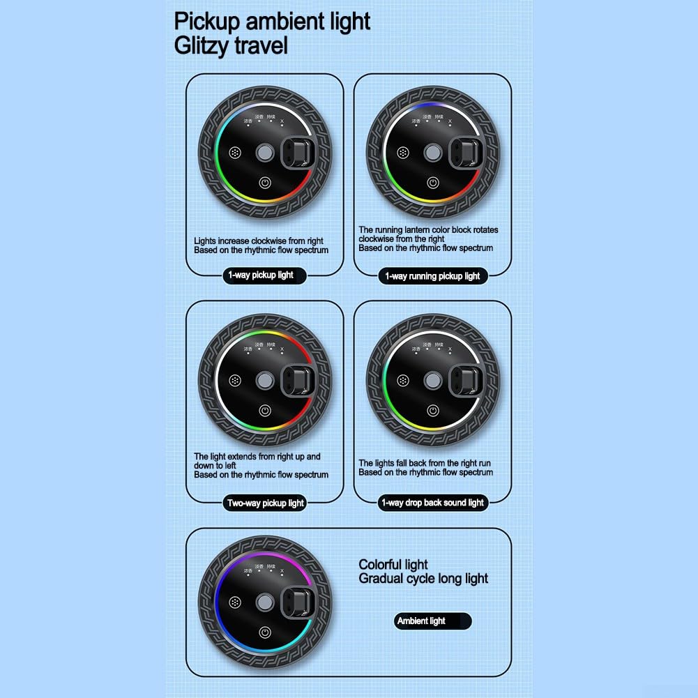 Diffuseur de désodorisant de voiture avec lumière, pour voiture intelligente pour diffuseur Aroma avec 50 ml de parfum, diffuseur d'huile pour voiture Aroma, humidificateur pour la maison et le bureau
