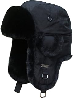 Winter Trapper Hat,Warm Faux Fur Aviator Hat,Russian Trooper Hunting Ski Hat with Ear Flaps for Men & Women M