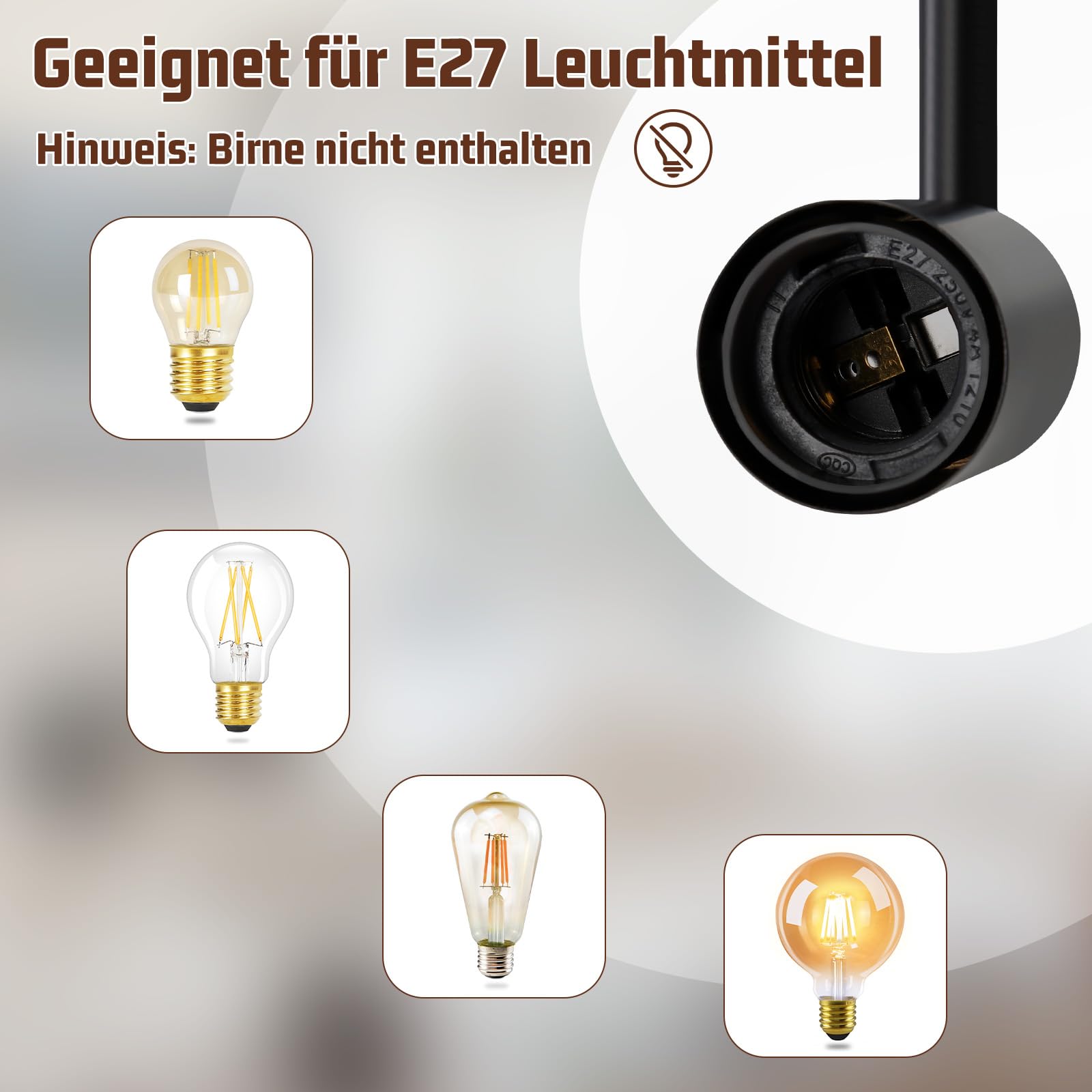 CBJKTX Deckenleuchte Vintage Deckenlampe Schwarz - E27 Deckenstrahler 4