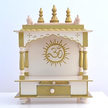 Homecrafts Wood Home Temple 18 x 11.5 x 25 inch, White & Gold