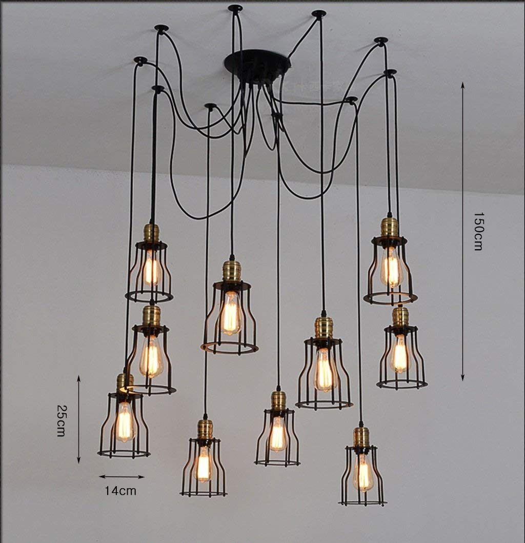 Lustre araignée en fer forgé rétro GZ Décoration pour bar et café - 7