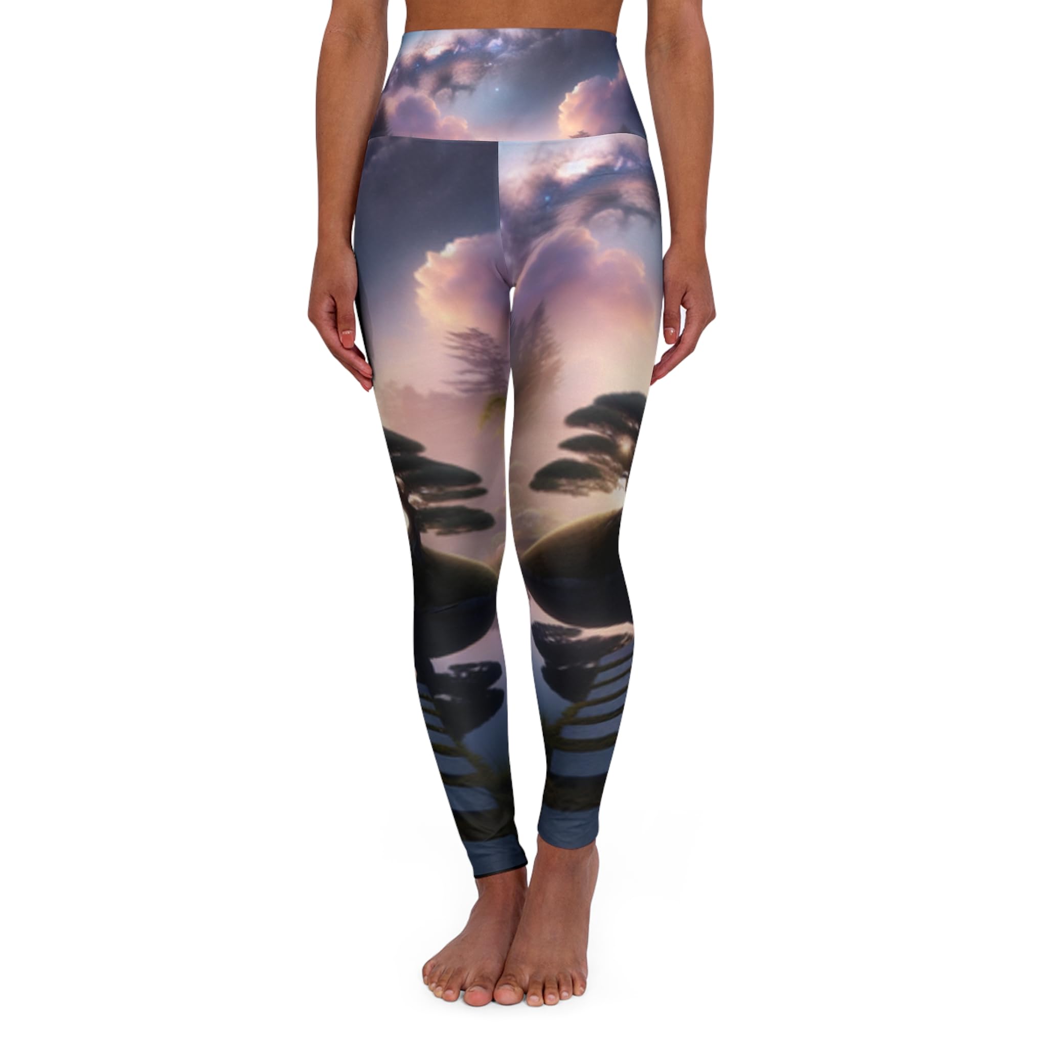 Dreamy High-Waisted Yoga Leggings for Women High-Rise 4-Way Stretch Workout Pants All-Over Print Activewear Tights
