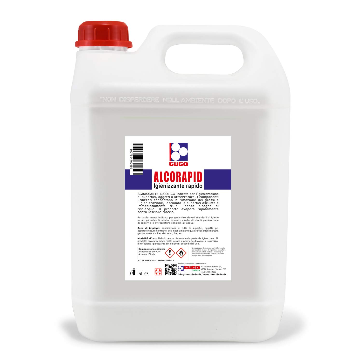 ALCORAPID SPRAY IGIENIZZANTE RAPIDO a base di Alcool 5 litri