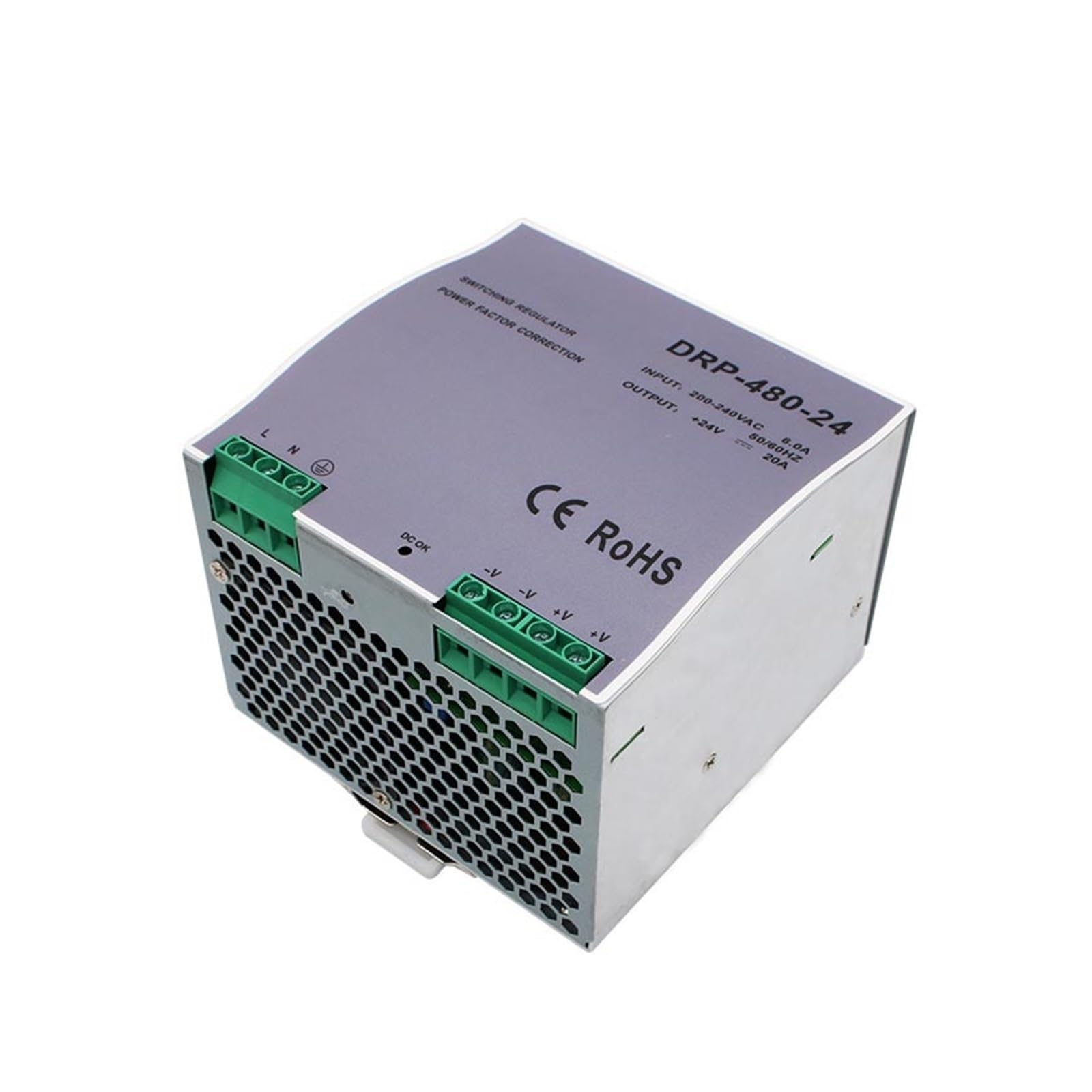 Zasilacz impulsowy, 480W DC 12V 24V 36V 48V napięcie wyjściowe 10A 13.3A 20A 40A DRP-480 typ szynowy przełączający transformator zasilający(DRP-480-36V 13.3A)