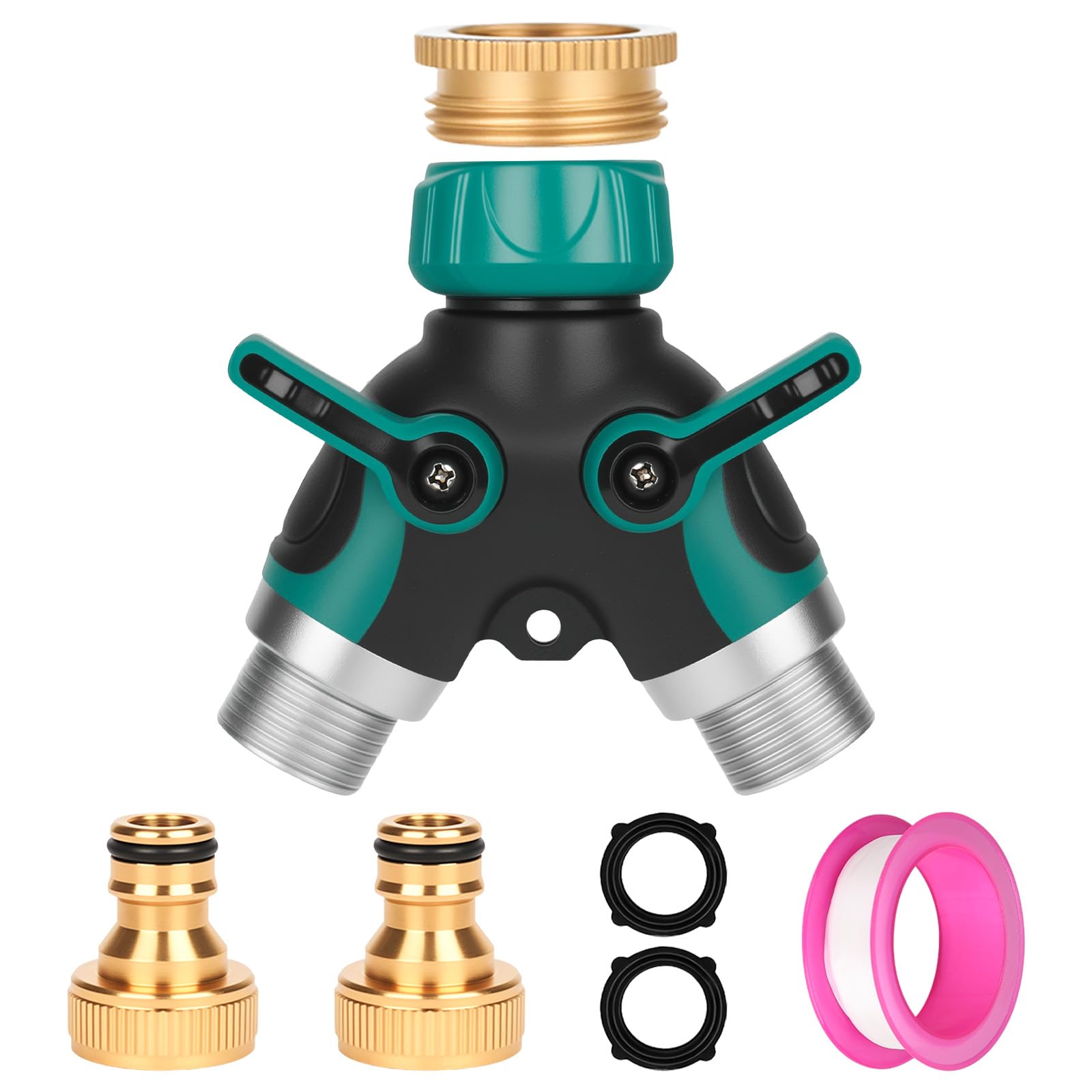 XCRPRT Hose Splitter 2 Way, 3/4" Tap Garden Hose Connector, Garden Hose Splitter with Individual On/of for Outdoor, Garden, Courtyard, Lawn, Kitchen