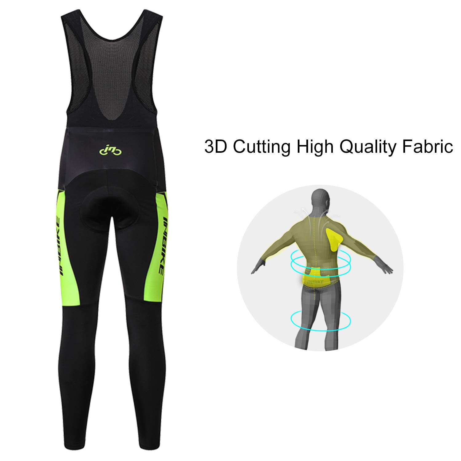 INBIKE Pantalon Cyclisme Homme Respirant Cuissard avec 3D Coussin Rembourré Bretelle Vélo Séchage Rapide pour Ski, VTT, Randonné S-3XL(XML-ST-02)