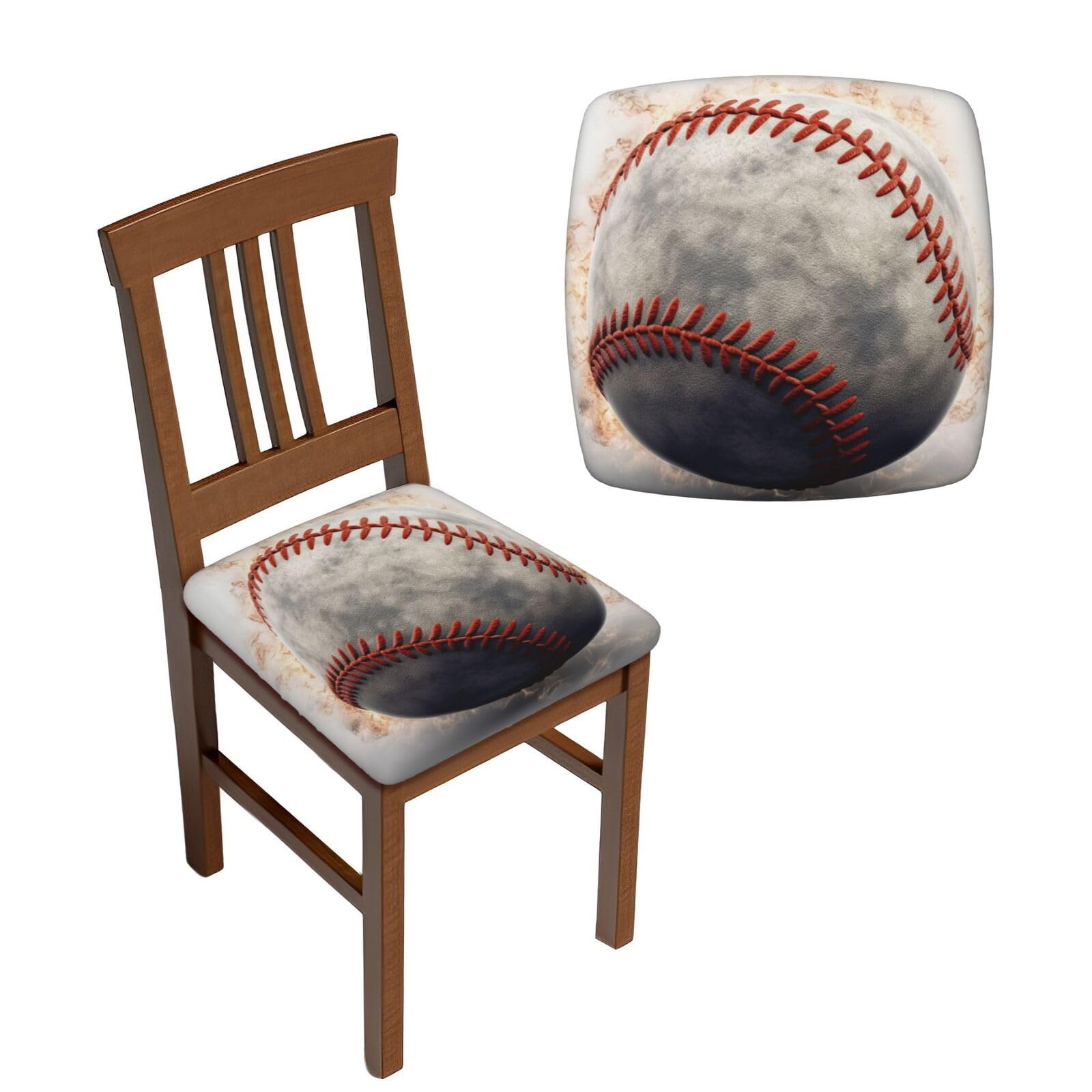 FodPand 4PCS Dining Chair Covers for Dining Room Baseball Chair Seat Cover Stretch Parsons Chair Slipcover Removable Washable Seat Cushion Slipcovers Cover for Kitchen Office