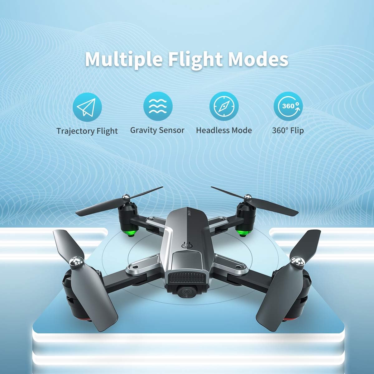 Dragon Touch Drone Pieghevole WiFi, WiFi FPV Drone con Telecamera HD 1080P,  RC Quadricottero con sensore di gravità, modalità Senza Testa, decollo /  atterraggio con Una Chiave : Amazon.it: Giochi e giocattoli